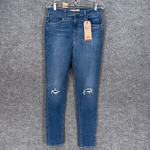Levis 720 High Rise Super Skinny Jeans Womens 10 Blue Distressed Denim NEW
